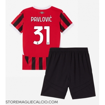 AC Milan Strahinja Pavlovic #31 Maglia Gara Casa Repliche 2024-25 Bambino Maniche Corte